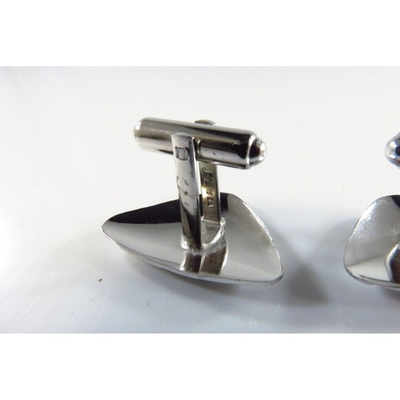 Rhodium over Sterling No Polish Sterling Silver Cufflink & Tie Bar Clip Set - Picture 7 of 8